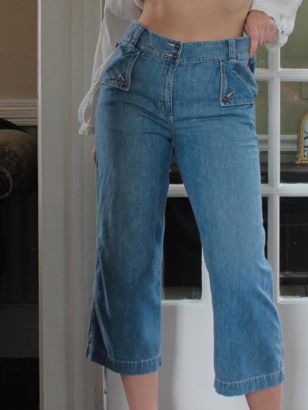 Vintage Ralph Lauren Light Blue Cropped Straight-Leg Jeans